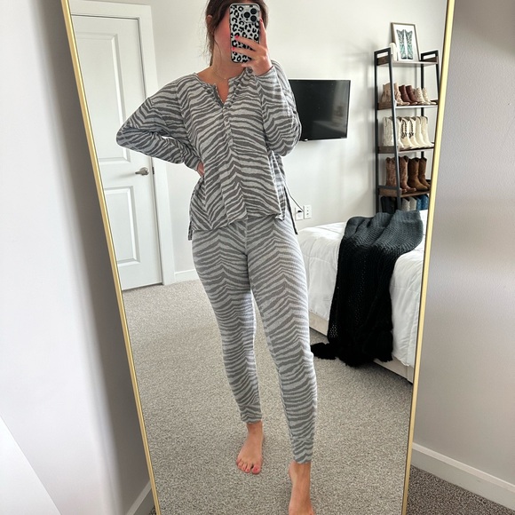 Aerie Gray Zebra Print PJ Set - Picture 2 of 11
